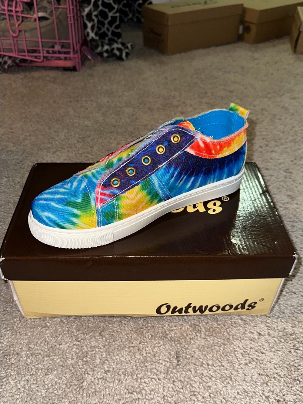 Outwoods Tie-Dye Slip-On Sneakers - Blue, Yellow, Green, Red